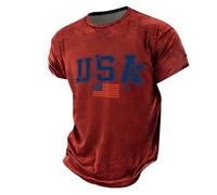 DENGJIAMY 250 Anniversary USA Shirt Mens Plus Size American Flag 4th of July T Shirts Patriotic Graphic Tee Tees Camisetas de cuello redondo para hombre, rosso, 4XL