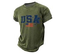 DENGJIAMY 250 Anniversary USA Shirt Mens Plus Size American Flag 4th of July T Shirts Patriotic Graphic Tee Tees Camisetas de cuello redondo para hombre, verde, 5XL