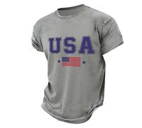 DENGJIAMY 250 Anniversary USA Shirt Mens Trendy 4th of July T Shirts Plus Size American Flag Tee Men Summer Patriotic Tee Short Sleeve, gris, 5XL
