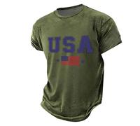 DENGJIAMY 250 Anniversary USA Shirt Mens Trendy 4th of July T Shirts Plus Size American Flag Tee Men Summer Patriotic Tee Short Sleeve, verde, L
