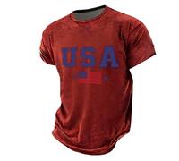DENGJIAMY 250 Anniversary USA Shirt Mens Trendy 4th of July T Shirts Plus Size American Flag Tee Men Summer Patriotic Tee Short Sleeve, rosso, XL