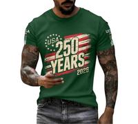 DENGJIAMY 250 Years Anniversary USA Waffle Shirts - Camiseta para hombre, diseño de bandera estadounidense del 4 de julio, talla grande, vintage, patriótica, cuello redondo, Ejercito Verde, L