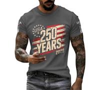 DENGJIAMY 250 Years Anniversary USA Waffle Shirts - Camiseta para hombre, diseño de bandera estadounidense del 4 de julio, talla grande, vintage, patriótica, cuello redondo, gris oscuro, L