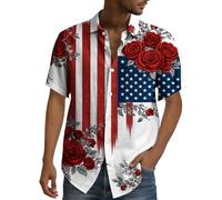 DENGJIAMY - Camisas con botones de la bandera estadounidense para hombre, 250 aniversario, camisetas divertidas patrióticas del 4 de julio, camiseta hawaiana casual, rosso, 3XL