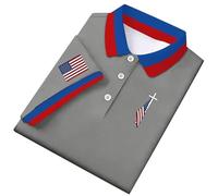 DENGJIAMY - Camisas de golf para hombre, talla grande, bandera americana 1776-2026, trajes patrióticos del 4 de julio, camisetas polo patrióticas de verano, gris, 3XL