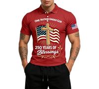 DENGJIAMY - Camisas del 4 de julio para hombre, patriótico, cristiano, cruz, polo, bandera estadounidense, camisa de golf, trajes gráficos de Jesús Faith, rosso, L
