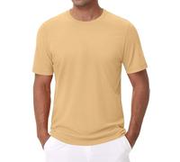 DENGJIAMY - Camiseta de algodón para hombre, talla grande, clásica, básica, cuello redondo, casual, manga corta, ligera, lisa, moderna, absorbe la humedad, camiseta lisa para hombre, Z11 Caqui sólido
