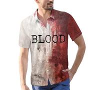 DENGJIAMY - Camiseta de manga corta con botones para hombre, diseño de Halloween con texto en inglés "I'm Ok It's Not My Blood", para hombre, talla grande, con estampado de terror, Rojo 01, 5XL