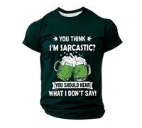 DENGJIAMY - Camiseta de manga corta con cuello redondo y estampado de cerveza para hombre, con texto en inglés "You Thank I'm Sarcastic You Should Hear What I Don't Sad", blanco, M