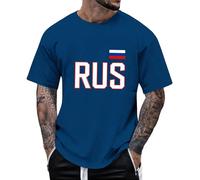 DENGJIAMY - Camiseta de manga corta con la bandera de Rusia para hombre, camisetas patrióticas, cuello redondo, camisetas casuales para hombre, tallas grandes, ropa de verano, azul marino, 3XL