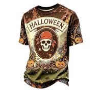 DENGJIAMY - Camiseta de terror para hombre, diseño de calavera aterradora