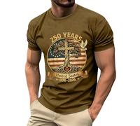 DENGJIAMY Camiseta Hombre Talla Grande 4 Julio Estados Unidos Camiseta Patriótica Manga Corta Bandera Americana Camiseta Estampada Cruz Cristiana Cuello Redondo, marrón, 5XL
