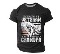 DENGJIAMY - Camiseta patriótica para hombre, diseño de "Some People Call Me A Veteran The Most Important Call Me Grandpa", para hombre, 250 aniversario, con la bandera estadounidense, Negro, L