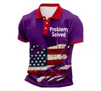 DENGJIAMY - Camiseta polo de manga corta para hombre, diseño de bandera estadounidense, para Halloween, con la bandera estadounidense, informal, para vacaciones, golf, para hombre, Morado (, S