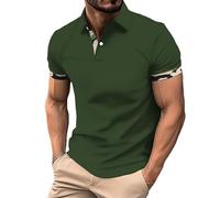 DENGJIAMY Camiseta Polo para Hombre Talla Grande Clásica Básica de Negocios Golf Camiseta Casual Elegante con Cuello Tops Manga Corta con Botones Modernos Cuello en V Camisetas Ropa de Verano para
