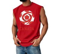 DENGJIAMY - Camiseta sin mangas para hombre, diseño gráfico de Canadá, talla grande, chaleco con estampado de fútbol, casual, deportes, fitness, verano, correr, camiseta sin mangas para hombre, rosso