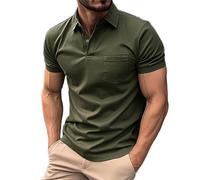 DENGJIAMY - Camiseta tipo polo para hombre, talla grande, clásica, básica, para negocios, golf, informal, elegante, cuello en V, manga corta, botones a la moda, ropa de verano para hombre, Z31 verde