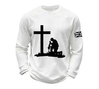 DENGJIAMY - Camisetas cristianas para hombre, estilo casual, cuello redondo, manga larga, con gráfico cruzado, ropa de talla grande, camisetas clásicas de Jesús Faith, blanco, 4XL