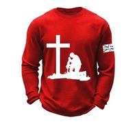 DENGJIAMY - Camisetas cristianas para hombre, estilo casual, cuello redondo, manga larga, con gráfico cruzado, ropa de talla grande, camisetas clásicas de Jesús Faith, rosso, 4XL