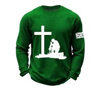 DENGJIAMY - Camisetas cristianas para hombre, estilo casual, cuello redondo, manga larga, con gráfico cruzado, ropa de talla grande, camisetas clásicas de Jesús Faith, verde, XXL