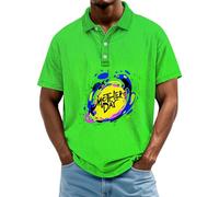 DENGJIAMY - Camisetas de golf para el Día de la Madre para hombre, camiseta de manga corta con cuello a la moda, camiseta polo casual para hombre, verde, L