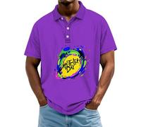 DENGJIAMY - Camisetas de golf para el Día de la Madre para hombre, camiseta de manga corta con cuello a la moda, camiseta polo casual para hombre, Morado (, 3XL
