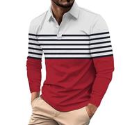 DENGJIAMY - Camisetas de golf para hombre, manga larga, cuello en V, camisetas clásicas de negocios con bolsillo, estilo casual, moderno, para hombre, Z21 Rayas Rojo, 3XL