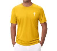 DENGJIAMY - Camisetas gráficas para hombre, talla grande, de verano, cuello redondo, manga corta, casual, estampado de palmeras, camisetas básicas clásicas para hombre, Z11 Christian Cross Printed
