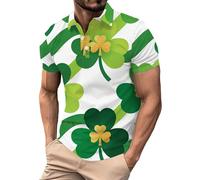 DENGJIAMY - Divertida camiseta de golf con estampado de trébol para hombre, camiseta de manga corta con cremallera de un cuarto, verde claro, M