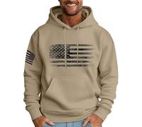 DENGJIAMY God Is My Refuge - Sudadera con capucha para hombre, informal, de manga larga, moderna, con estampado de letras cristianas, Z15 Bandera Americana Caqui, M