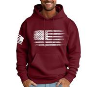 DENGJIAMY God Is My Refuge - Sudadera con capucha para hombre, informal, de manga larga, moderna, con estampado de letras cristianas, Z15 Bandera Americana Roja, L