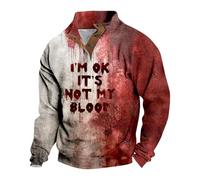 DENGJIAMY I'm Ok It's Not My Blood - Sudadera para hombre, cuello sin botones, moderna, para vacaciones, otoño, camiseta de manga larga con estampado de Halloween, A06 rojo, M