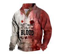 DENGJIAMY I'm Ok It's Not My Blood - Sudadera para hombre, cuello sin botones, moderna, para vacaciones, otoño, camiseta de manga larga con estampado de Halloween, A01 rojo, M
