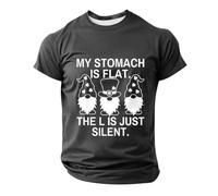 DENGJIAMY My Stomach is Flat The Lis Just Silent - Camiseta de manga corta para hombre, diseño gráfico de día de San Patricio, gris, M