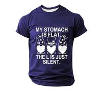DENGJIAMY My Stomach is Flat The Lis Just Silent - Camiseta de manga corta para hombre, diseño gráfico de día de San Patricio, Morado Oscuro, M