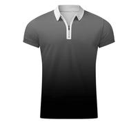 DENGJIAMY - Polo de manga corta para hombre, cuello ajustado, estampado moderno, cremallera de un cuarto, camiseta de golf de manga corta, Z11 negro, XL