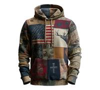 DENGJIAMY - Sudadera con capucha cristiana para hombre, camisa de otoño de manga larga, estampado de fe, sudadera con capucha de bandera americana, talla grande, con gráfico cruzado, caqui, 3XL