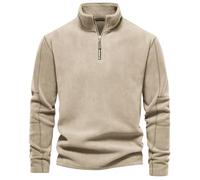 DENGJIAMY - Sudadera tipo polo de forro polar con cremallera de un cuarto para hombre, estilo vintage, camisas lisas de moda, cuello alto falso, sudaderas de primavera de manga larga, Z21 Caqui, S