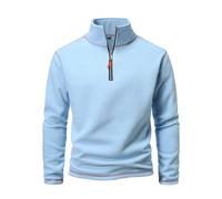DENGJIAMY - Sudadera tipo polo de forro polar con cremallera de un cuarto para hombre, estilo vintage, camisas lisas de moda, cuello alto falso, sudaderas de primavera de manga larga, Z25 Azul, L