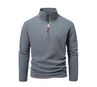 DENGJIAMY - Sudadera tipo polo de forro polar con cremallera de un cuarto para hombre, estilo vintage, camisas lisas de moda, cuello alto falso, sudaderas de primavera de manga larga, Z25 Gris, XL