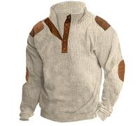 DENGJIAMY - Sudaderas clásicas de punto gofre para hombre, con cuello en V, para otoño, a la moda, con textura, de manga larga, para hombre, Z11 Beige, XXL