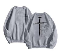 DENGJIAMY - Sudaderas cristianas para hombre, ropa de fe de Jesús, a la moda, clásica, con gráfico cruzado, camisa de primavera de moda, camisa de manga larga para hombre, gris, XS