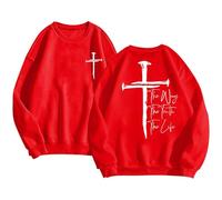 DENGJIAMY - Sudaderas cristianas para hombre, ropa de fe de Jesús, a la moda, clásica, con gráfico cruzado, camisa de primavera de moda, camisa de manga larga para hombre, rosso, S