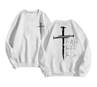 DENGJIAMY - Sudaderas cristianas para hombre, ropa de fe de Jesús, a la moda, clásica, con gráfico cruzado, camisa de primavera de moda, camisa de manga larga para hombre, blanco, 3XL