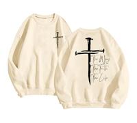 DENGJIAMY - Sudaderas cristianas para hombre, ropa de fe de Jesús, a la moda, clásica, con gráfico cruzado, camisa de primavera de moda, camisa de manga larga para hombre, beige, XXL