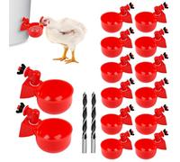 Dengthrive Bebedero Gallinas Automatico DIY: 14 PCS Bebedero para Gallinas con 2 Brocas Adecuado para Pájaros Palomas Patos Pollos Gansos y Otras Aves de Corral Beber Agua
