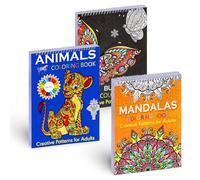 Dengthrive Mandalas Colorear Adultos: 3 Piezas Libro Colorear Adultos Incluye 60 Patrones Mandala Animales y Mariposas Temática Encuadernación en Espiral Diseño Desprendible Alivia el Estrés y Relaja