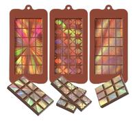 Dengthrive Molde Chocolate: Paquete de 3 Siliconas Holográficas Moldes Silicona Reutilizables para Hornear Que Vienen en 3 Formas Diferentes, Perfectas para Hornear Cera de Jabón de Chocolate y Más