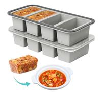 Dengthrive Molde Silicona Congelador：Pack de 2 Cubitos de Hielo Extra Grandes Ttaza de Sopa con Tapa de 250 ml con Tapa para Salsas de Sopa Sin BPA （Gris）