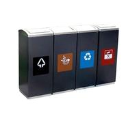 DengxiaoqingOZ Cubos de basura al aire libre Contenedores comerciales al aire libre con tapa Área pública Cuatro botes de basura metal clasificados Escondite de basura